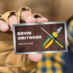 Rustic Wood Handyman Repair Tools Electrician Business Card