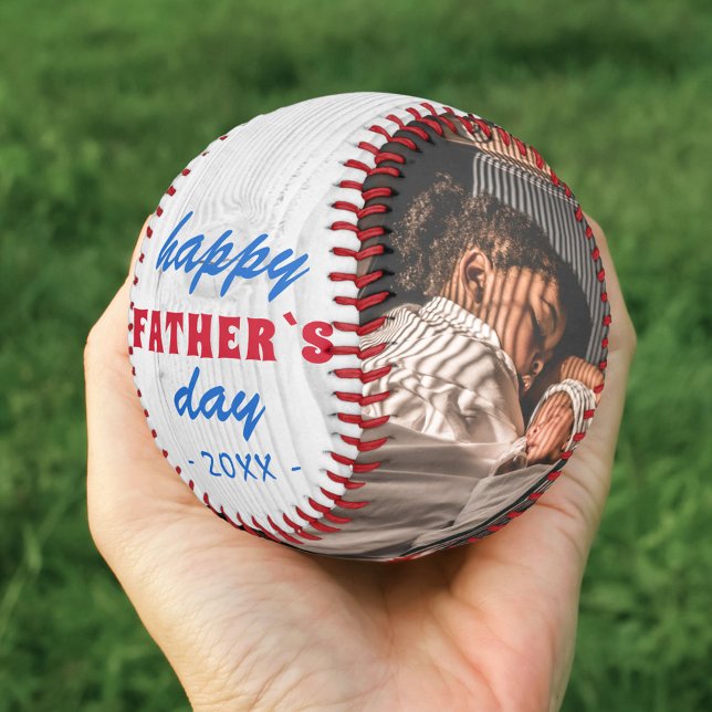 Rustic Wood Happy Father`s Day 2 Photo  Softball (Creator Uploaded)