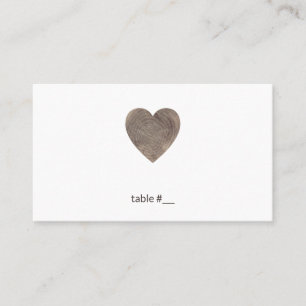 Rustic wood heart place cards - flat