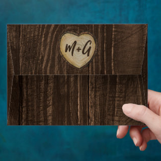 Rustic Wood Heart Wedding Anniversary Envelope