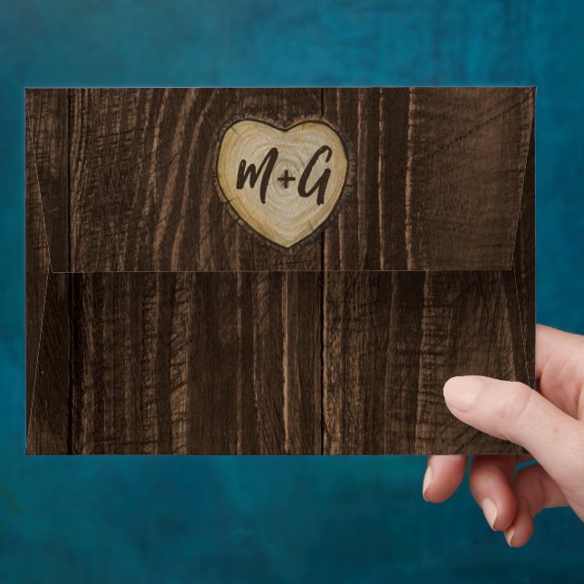 Rustic Wood Heart Wedding Anniversary Envelope (Hand)