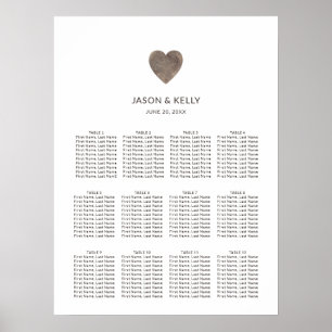 Rustic Wood Heart Wedding Seating Chart