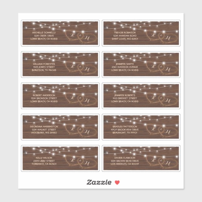 Rustic Wood Hearts Name and Address Wedding Label (Sheet)