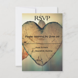 Rustic Wood Hearts - RSVP Card