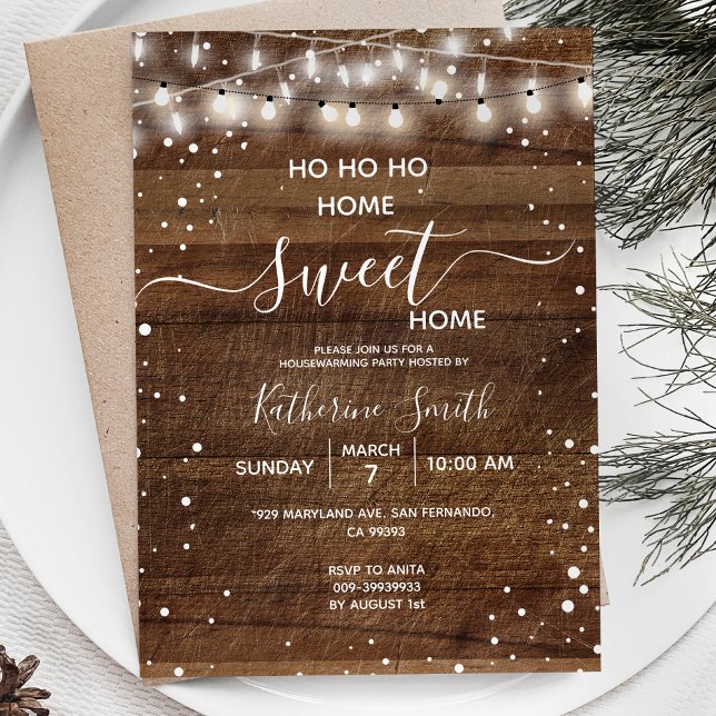 Rustic Wood Home Sweet Home Housewarming Party Invitation (Creator Uploaded)