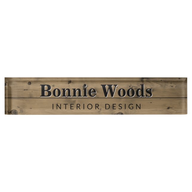 Rustic Wood Interior Designer Custom Office Nameplate (Front)