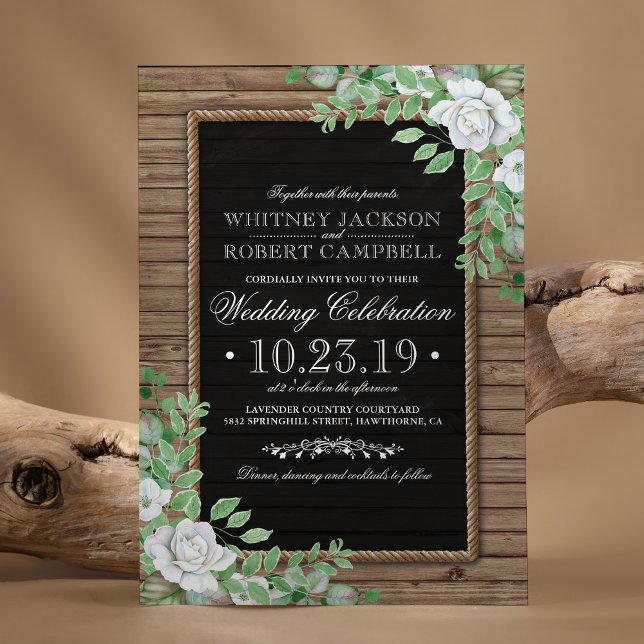 Rustic Wood Invites | Organic Greenery Wedding (Creator Uploaded)