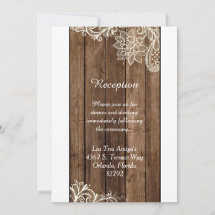 Rustic Wood Lace 3.5x7 Wedding Reception Card