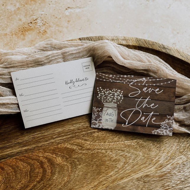 Rustic Wood Lace Country  Save The Date (Creator Uploaded)
