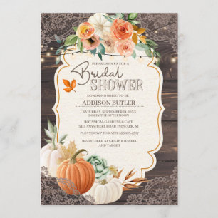 Rustic Wood Lace Fall Bridal Shower Invitation