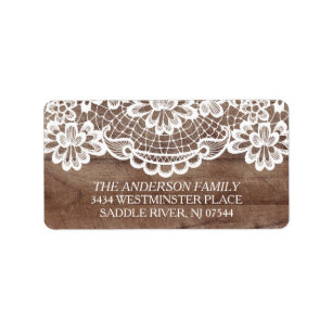 Rustic Wood Lace Return Address Label