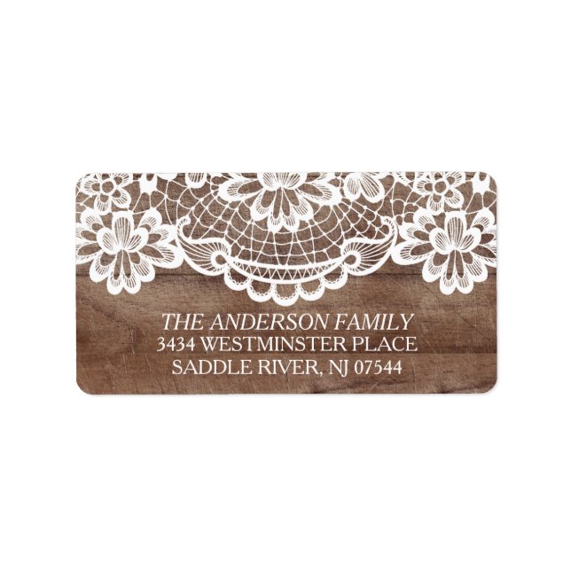 Rustic Wood Lace Return Address Label (Front)
