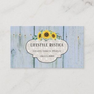 Rustic Wood Lace Shabby Grunge Sunflower Business Business Card