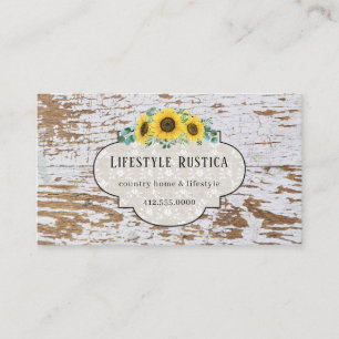 Rustic Wood Lace Shabby Grunge Sunflower Business Business Card