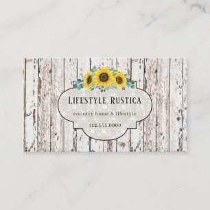 Rustic Wood Lace Shabby Grunge Sunflower  Business Card