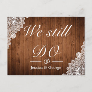 Rustic Wood & Lace Still Do Anniversary Invitation
