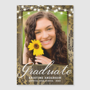 Rustic Wood Lace String Lights Photo Graduation