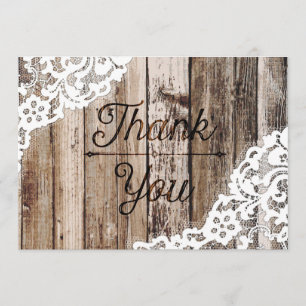 Rustic Wood Lace Thank You Card
