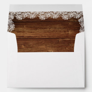 Rustic Wood Lace Wedding Invitation Envelope