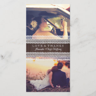 Rustic Wood & Lace Wedding Photo Thank You