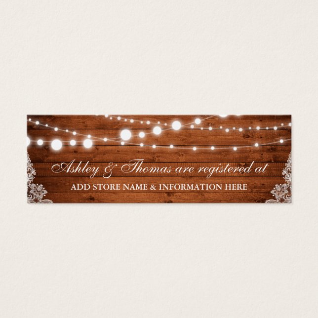 Rustic Wood Lace Wedding Registry Insert Card (Front)
