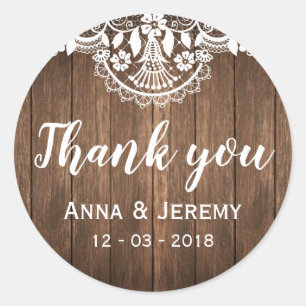 Rustic Wood Lace Wedding Sticker