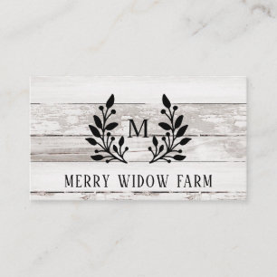 Rustic Wood Laurel Monogrammed Business Card