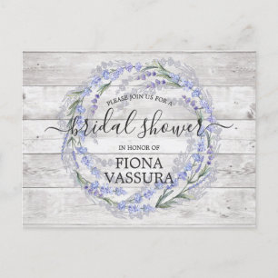Rustic Wood Lavender Floral Bridal Shower Invitation Postcard