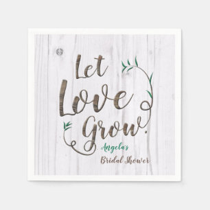 Rustic Wood Let Love Grow Bridal Shower Napkin