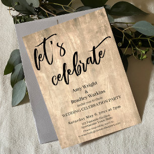 Rustic Wood Let's Celebrate Wedding Reception-Only Invitation