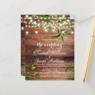 Rustic Wood Light & Greenery Wedding Invitation