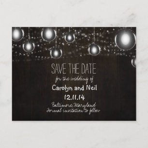 Rustic Wood Lightbulbs Save the Date PostCard