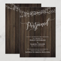 Rustic Wood, Lights Elegant Postponed Wedding Card