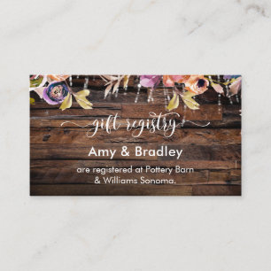 Rustic Wood Lights & Flowers Wedding Gift Registry Enclosure Card