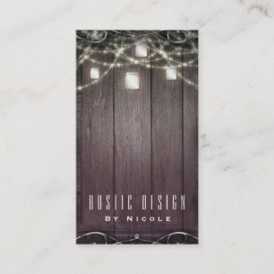 Rustic Wood Lights & Mason Jars Flourish Barn Chic Business Card