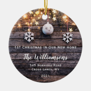 Rustic Wood Lights Stars New Home Photo  Ornament