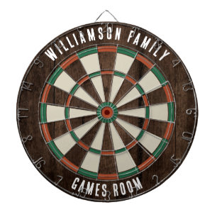 Rustic Wood Look Family Games Room Custom Dartboard