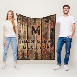 Rustic Wood look Personalised Man Cave Blanket