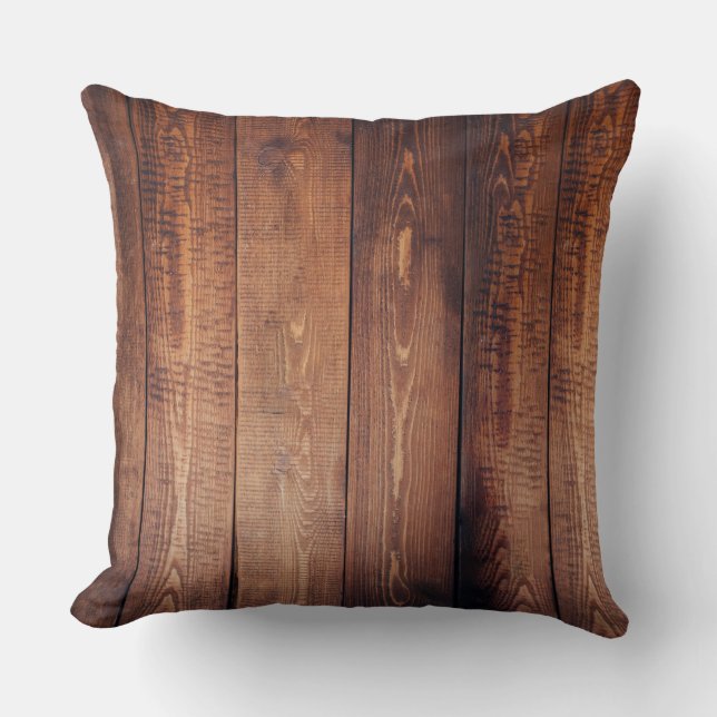 Rustic Wood-Look Pillow (Front)
