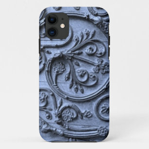 Rustic Wood Look Scroll Pattern on Blue Background Case-Mate iPhone Case
