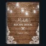 Rustic Wood Look String Lights Lace Recipe Book<br><div class="desc">Rustic Wood Look String Lights Lace Recipe Book.
(1) For further customisation,  please click the "customise further" link and use our design tool to modify this template. 
(2) If you need help or matching items,  please contact me.</div>