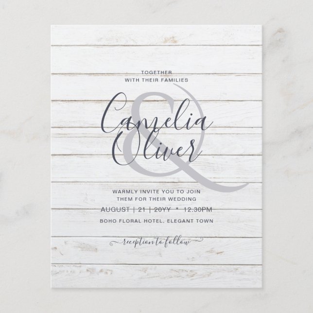 Rustic Wood look Typography Budget Wedding Flyer (Front)