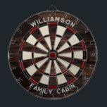 Rustic Wood Look Typography Family Games Room Dartboard<br><div class="desc">Elevate your game nights with our custom family wood effect dartboard, designed to bring a personal touch to your home. This unique dartboard allows you to proudly display your family name and location, making it not just a game but a cherished family heirloom. Ideal for gatherings, backyard parties, or simply...</div>