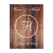 Rustic Wood Look Wedding Monogram