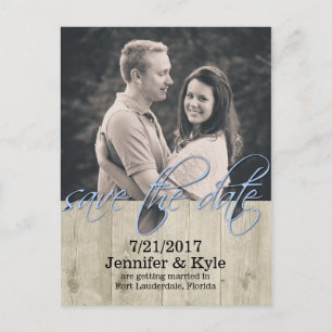 Rustic Wood Look Wedding Save The Date Postcard
