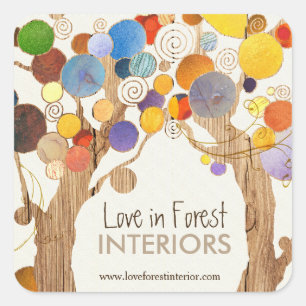 Rustic Wood Love Trees Business Square Sticker