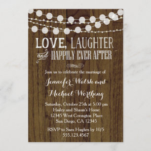 Rustic Wood Marriage Wedding Party Invitation 2