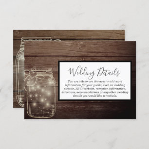 Rustic Wood Mason Jar Country Reception Invitation