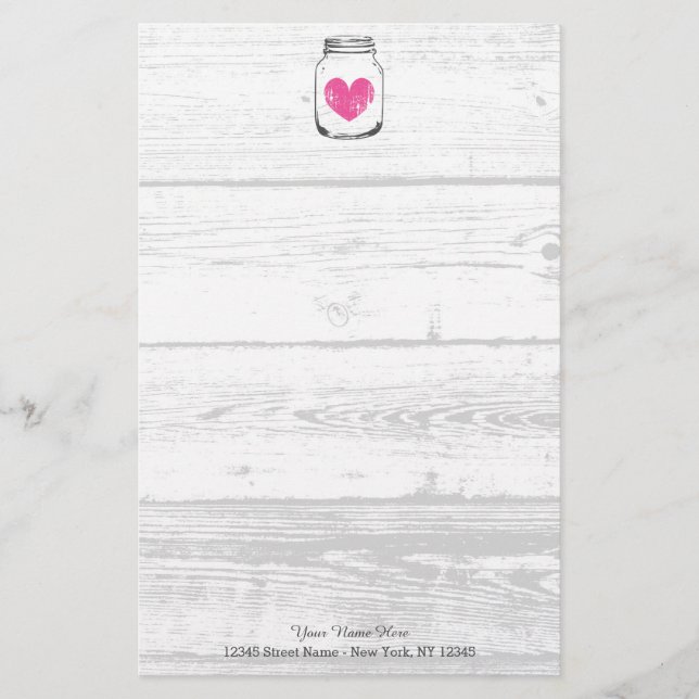 Rustic wood mason jar country wedding stationery (Front)