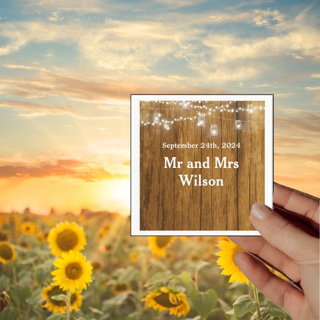 Rustic Wood Mason Jar Hanging Lights cocktail Napkin (Creator Uploaded)